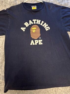 A Bathing Ape Navy Short Sleeve Logo Tee